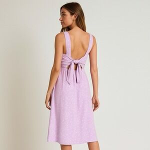 Pact Fit & Flare Tie Back Floral Dress Size XL Lavender Cottage Flirty Feminine